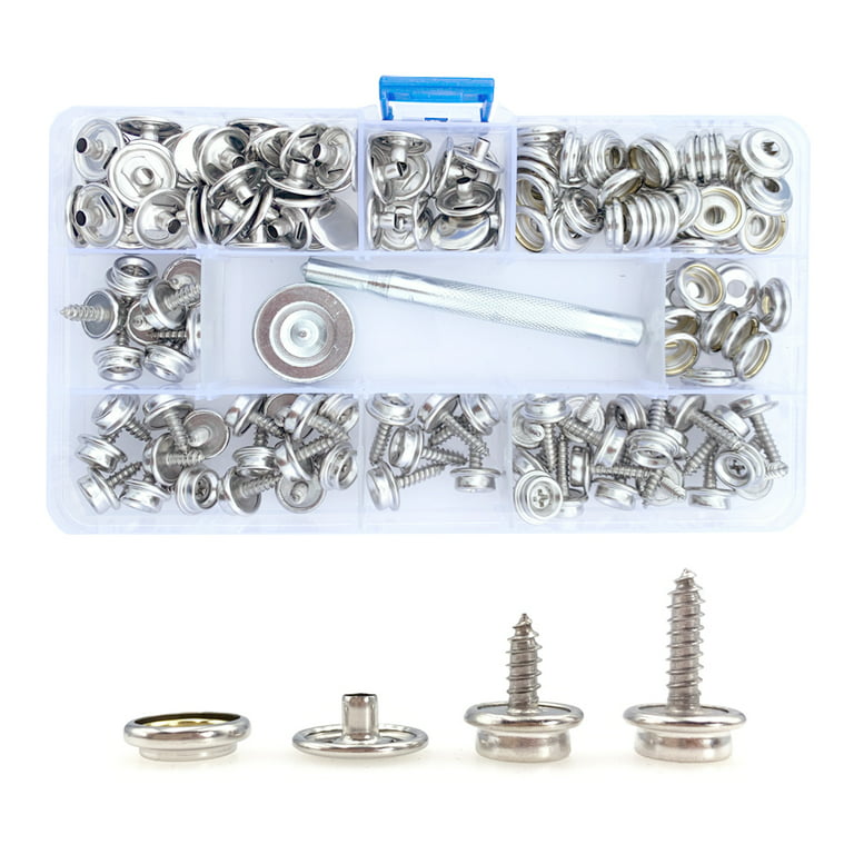 Boat Canvas Snaps Stainless Steel Screw Boat Cover Snaps Metal Snaps 3/8  Inch Socket Snap Screw Stud Canvas Snap Tool for Boat Covers (50 Pcs)