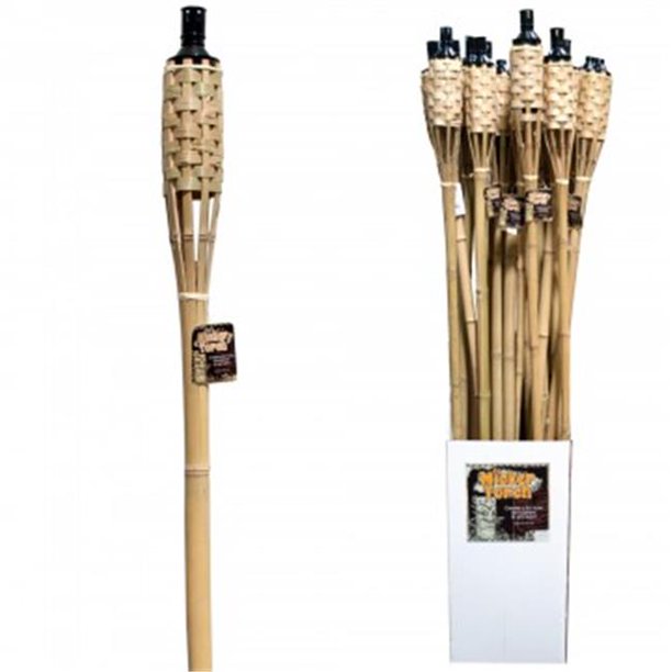 Bulk Buys OL97748 60 in. Natural Bamboo Wicker Tiki Torch Floor