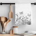 thumbnail image 2 of Black Spring Floral Kitchen Towel Dish Cloths Set of 2, Microfiber Soft Kitchen Hand Towels, Summer Botanical Butterfly Modern Absorbent Quick Drying Dishcloths 18 x 28 Inches, 2 of 8