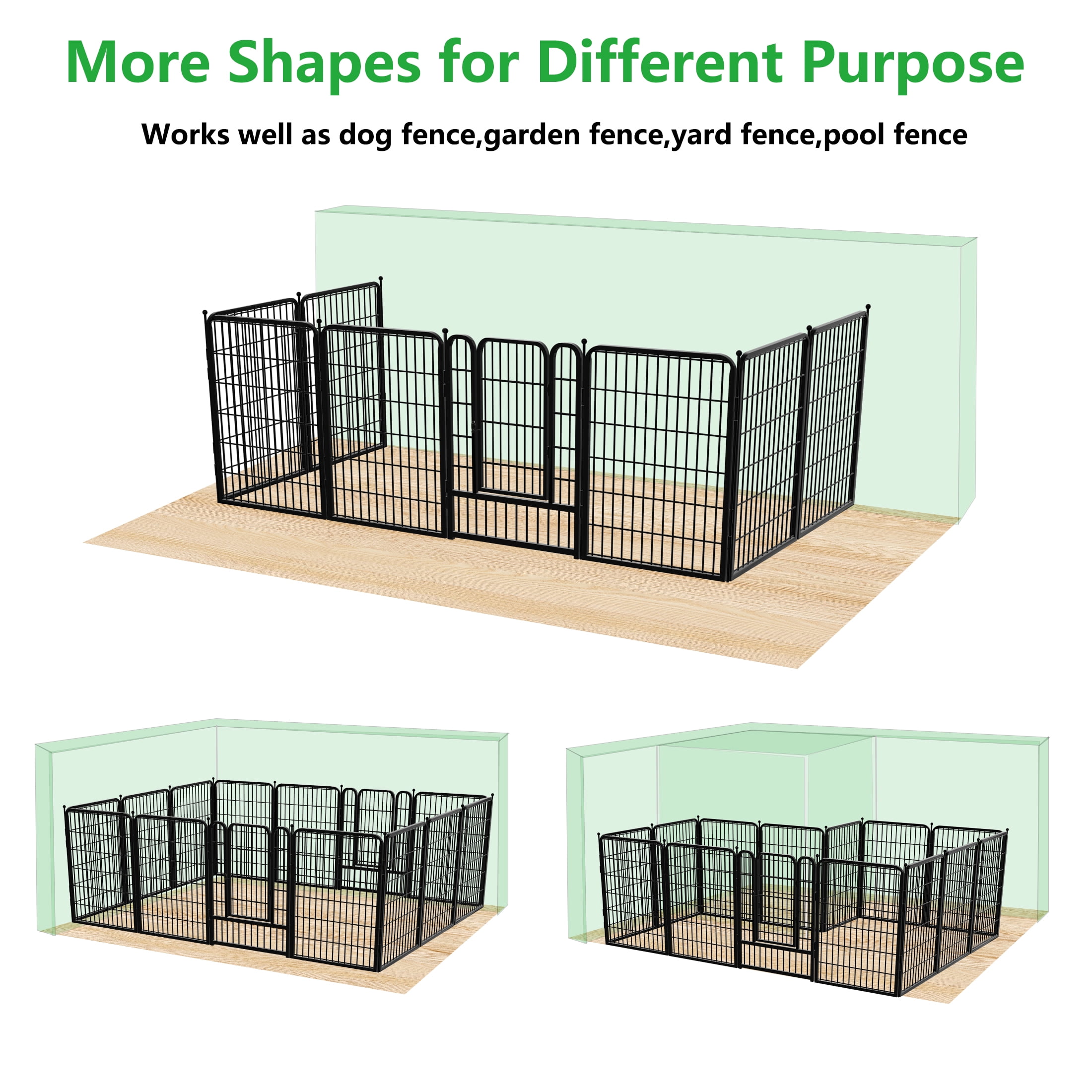 Txh001 Dog Playpen Outdoor, 12 Panels 40inch Metal Dog Fence with Doors for Dogs Pet Puppy Playpen Exercise Pen for RV, Camping, Yard