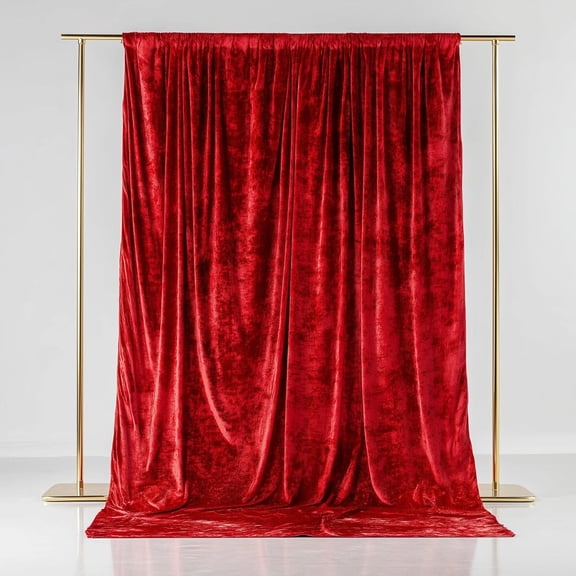 BalsaCircle Red 5 feet x 10 feet Crushed Velvet Backdrop Curtain with Rod Pocket Wedding Reception Birthday Party Photobooth Ceremony Event Decorations Supplies