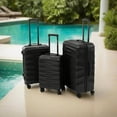 thumbnail image 4 of DUKAP RAV 3-Piece Hardside Luggage Sets with Spinner Wheels, Handle and Trolley, (20"/24"/28"), Black, 4 of 7