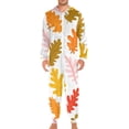 thumbnail image 2 of Autumn Colorful Leaves Adult's Hoodie Onesie Jumpsuit One-Piece Pajamas with Zipper Unisex for Holiday XL, 2 of 7