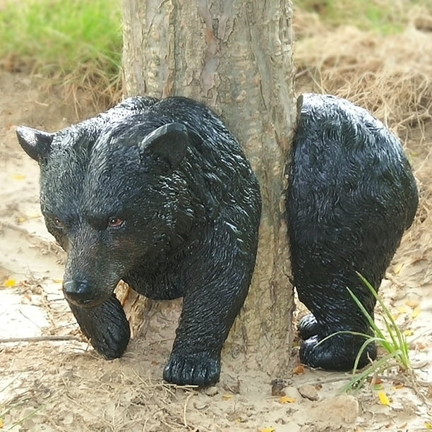 Lot de 2 statues d'ours suspendues pour l'extérieur, sculpture de jardin,  décoration, statues d'animaux réalistes – 9,84 x 9,84 pouces