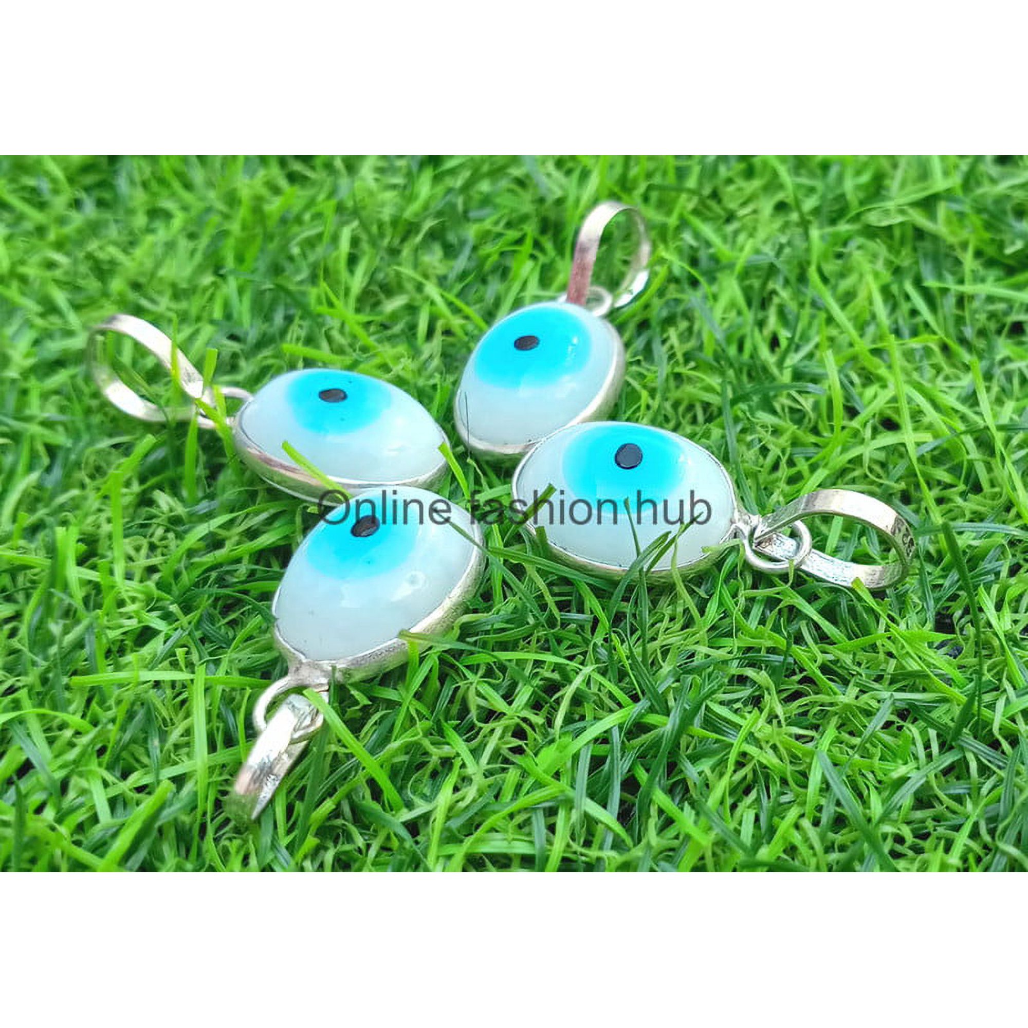 Evil Eye Gemstone 925 Sterling Silver Plated Handmade Pendant 10 pcs