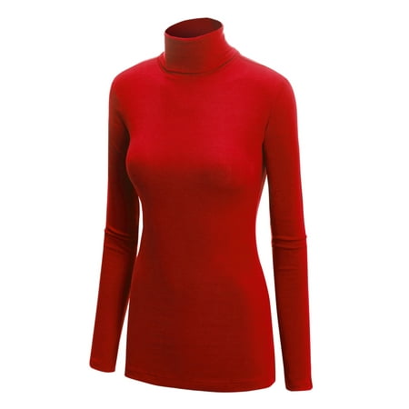 MBJ Womens Long Sleeve Rib Turtleneck Top Pullover Sweater ( S - XXXL (Best Black Turtleneck Sweater)