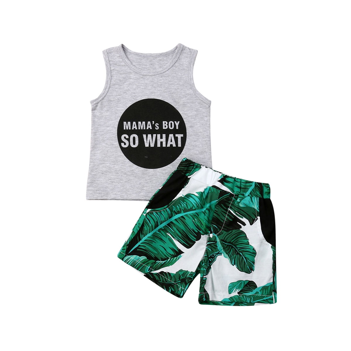 Pants Shorts Outfits Cute Letters Print Tank Tops T-Shirt 2Pcs Baby Boys Summer Clothes Sets 