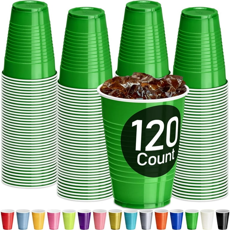 DecorRack Party Cups 12 fl oz Reusable Disposable Cups (Dark Green, 120)