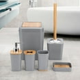thumbnail image 7 of KRALIX Bathroom Set 6 Pieces Gray Plastic/Bamboo Bathroom Accessories, 7 of 7
