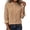 Khaki, variant on hoksml Women Stand Collar Gathered Neck Long Sleeve Shirt Cotton Linen Textured Button Down Blouse for Office Daily Travel