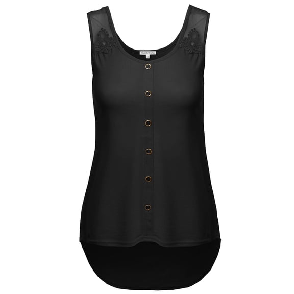 FashionOutfit Women's Soft Stretch Lace Contrast Tank Top