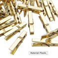 thumbnail image 3 of Mini Clips de Plástico, 100 Piezas, Clips para Fotos Utilitarios, Pinzas de Papel, Clips para Tendedero - 3,5 x 0,5 x 0,7 cm, Dorado, 3 of 5