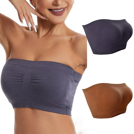 Juslio Minimizer Bras for Women 2PC Wirefree Breathable Solid Strapless Bra