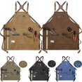 thumbnail image 4 of Delantal de trabajo impermeable de lona, herramienta de alta resistencia, con bolsillos, correas cruzadas, ajustable para carpintería, pintura y cocina, 4 of 4