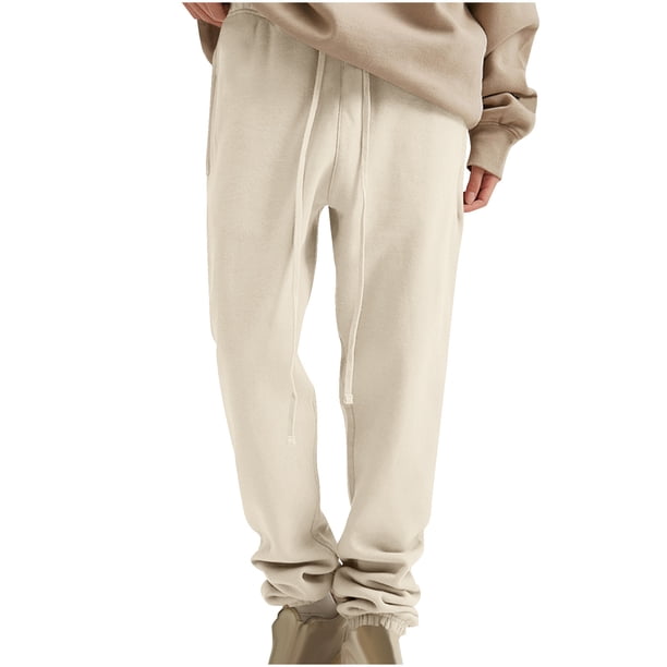 Pantalones largos para hombre, de color liso, con bolsillo y cordón, informales, juveniles, versátiles, deportivos, de gran tamaño.