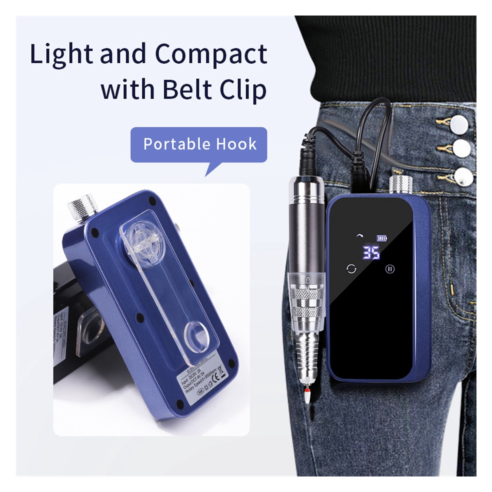 Professional Rechargeable Nail Drill Machine, Cordless 35,000RPM Brushless Nail Drill, Portable Electrical Nail File For Acrylic Nails ,Low Noise