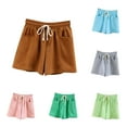 thumbnail image 5 of Lovskoo Women's Summer Drawstring Sweat Shorts Multicolor Casual High Waisted Pockets Workout Lounge Shorts Khaki, 5 of 5