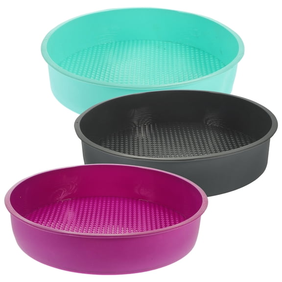 KALLORY 9-Inch Nonstick Silicone Bakeware Round Cake Mold Pan Baking Sheet for Mousse Cake Bread (Random Red or Blue Color)