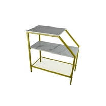 24" Gold Metal and White Marble Side Table