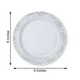 thumbnail image 3 of Efavormart 10 Pack - 6" White Round Disposable Plastic Salad Dessert Plates With Silver Lace Design Rim for Weddings, Birthdays, Parties, Gathering, Graduation Ceremonies, Special Events, 3 of 9