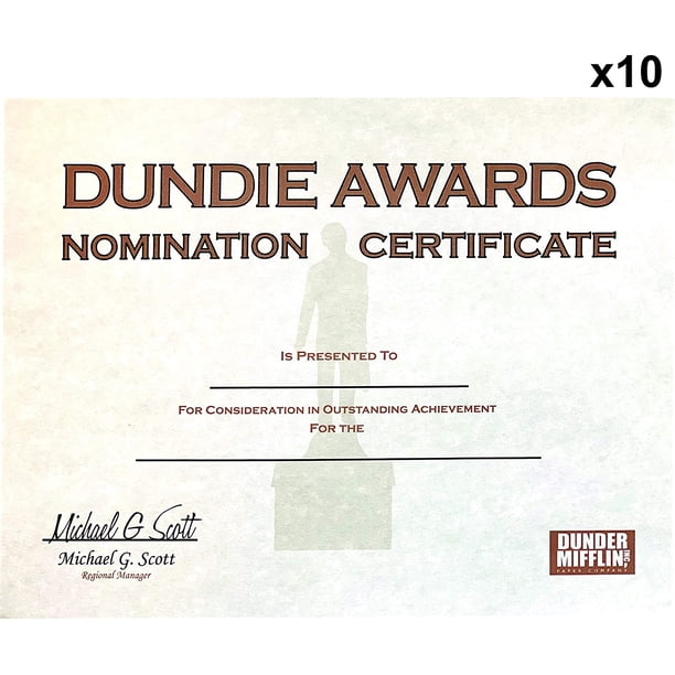Dundie Award Nomination Certificates (10), Customizable - Walmart.ca