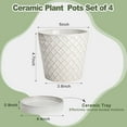 thumbnail image 4 of BUYMAX 5" White Ceramic Indoor Plant Pot with Drainage Holes & Tray, Relief Design Small Flower Pots, Set of 4, Modern Desktop Office Windowsill Decor, 4 of 9