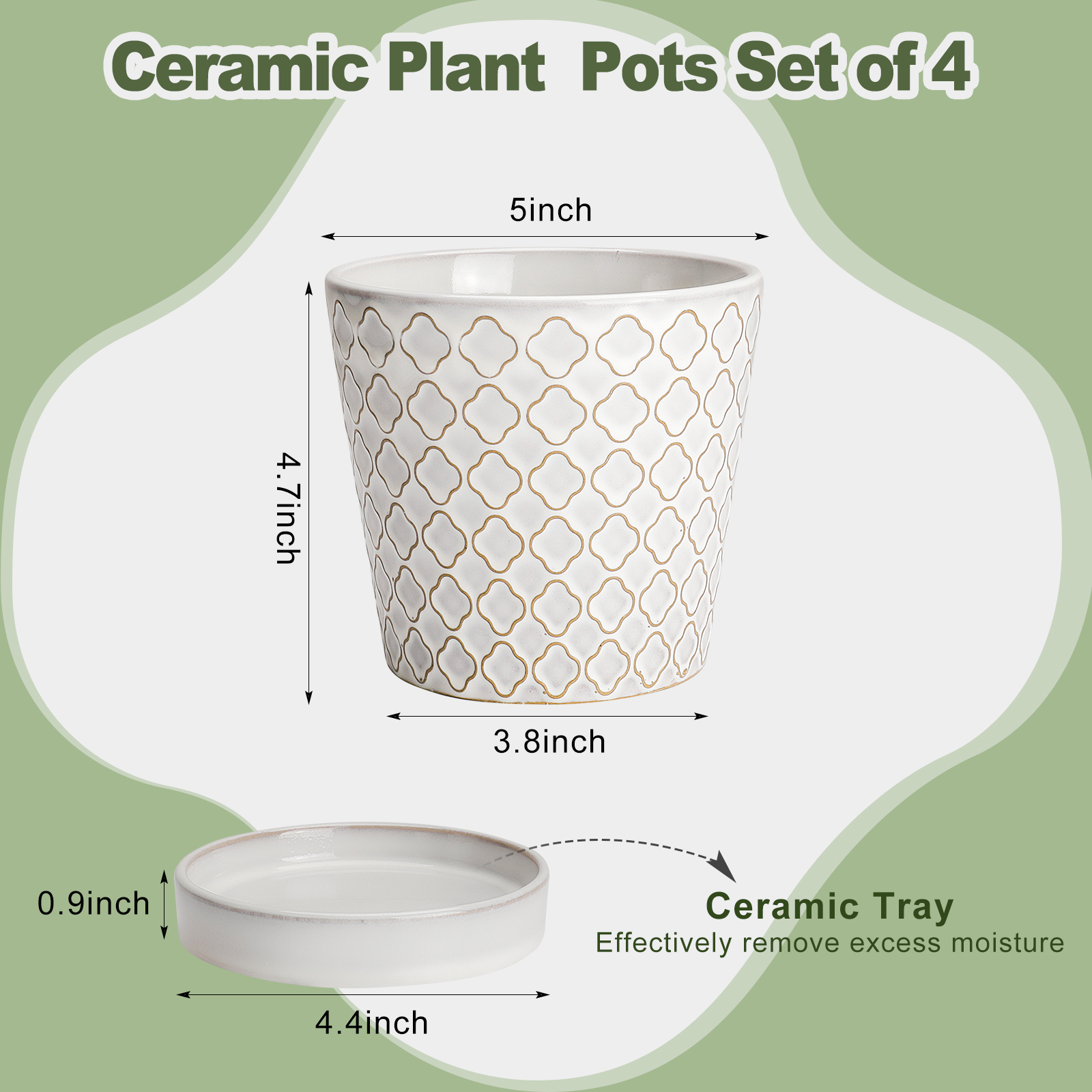 BUYMAX 5 Inch White Ceramic Plant Pots Set of 4 photo 5