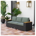 thumbnail image 2 of 3-Seat Outdoor Patio Sofa with Cushions, PE Rattan Wicker Couch, Dark Gray - Wide Armrests, Garden Furniture, 2 of 9