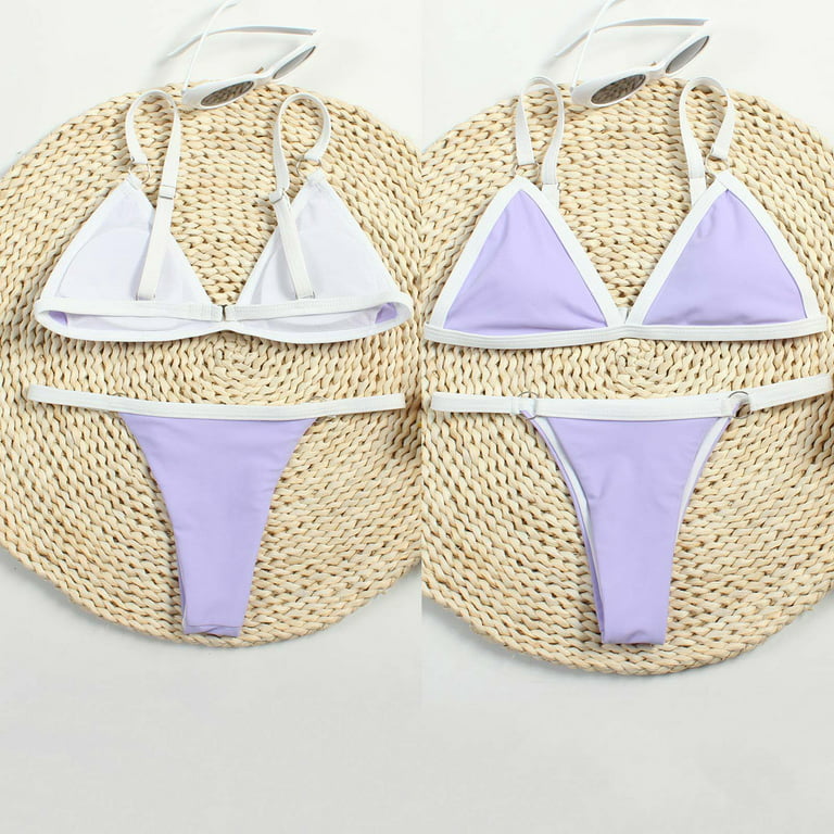 aoksee Women's Bikini Swimsuit Swimwear Top Bottom Bikini Beachwear Swimsuit  For Women Ladies teen girls Summer Clearance,Purple 