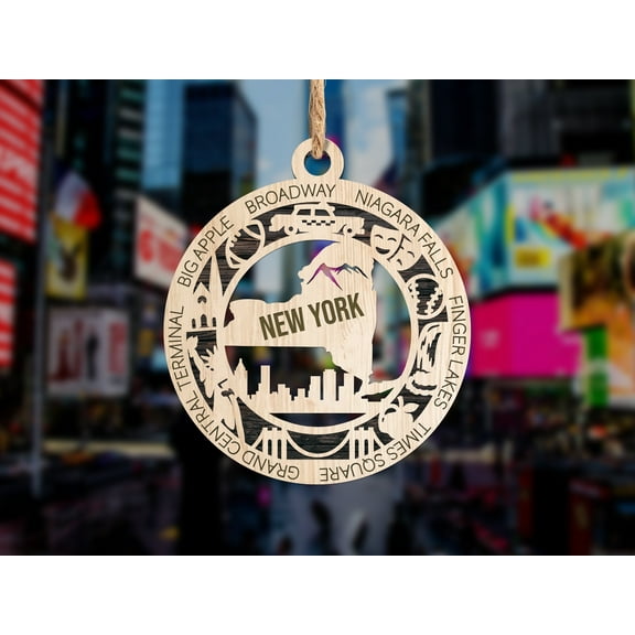 The Cabin Woodworker - Baltic Birch Wood - New York State Ornament - Solid Backing