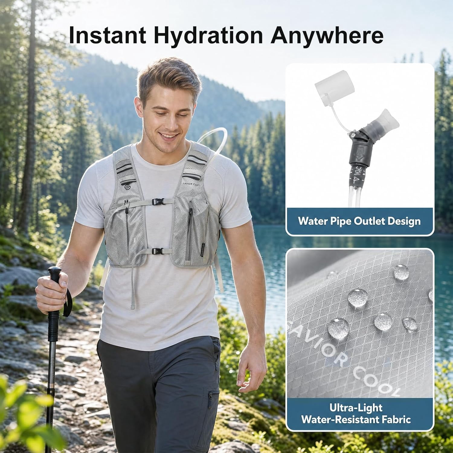 Cooling Hydration Vest with 2L BPA-Free Water Bladder, Running Vest with 3 Removable Cooling Packs, Lightweight Outdoor Hydration Pack for Hot Weather, Hiking, Cycling, Training