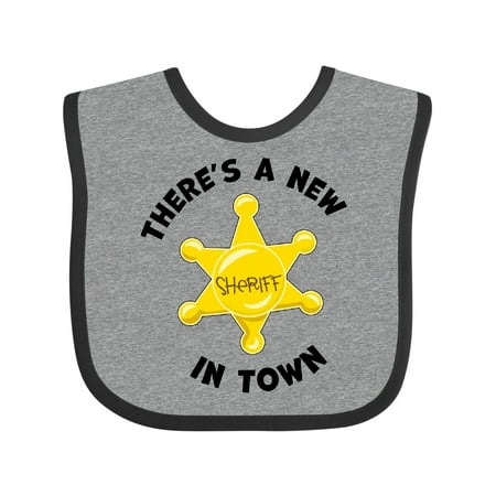 

Inktastic There s a New Sheriff in Town Badge Gift Baby Boy or Baby Girl Bib