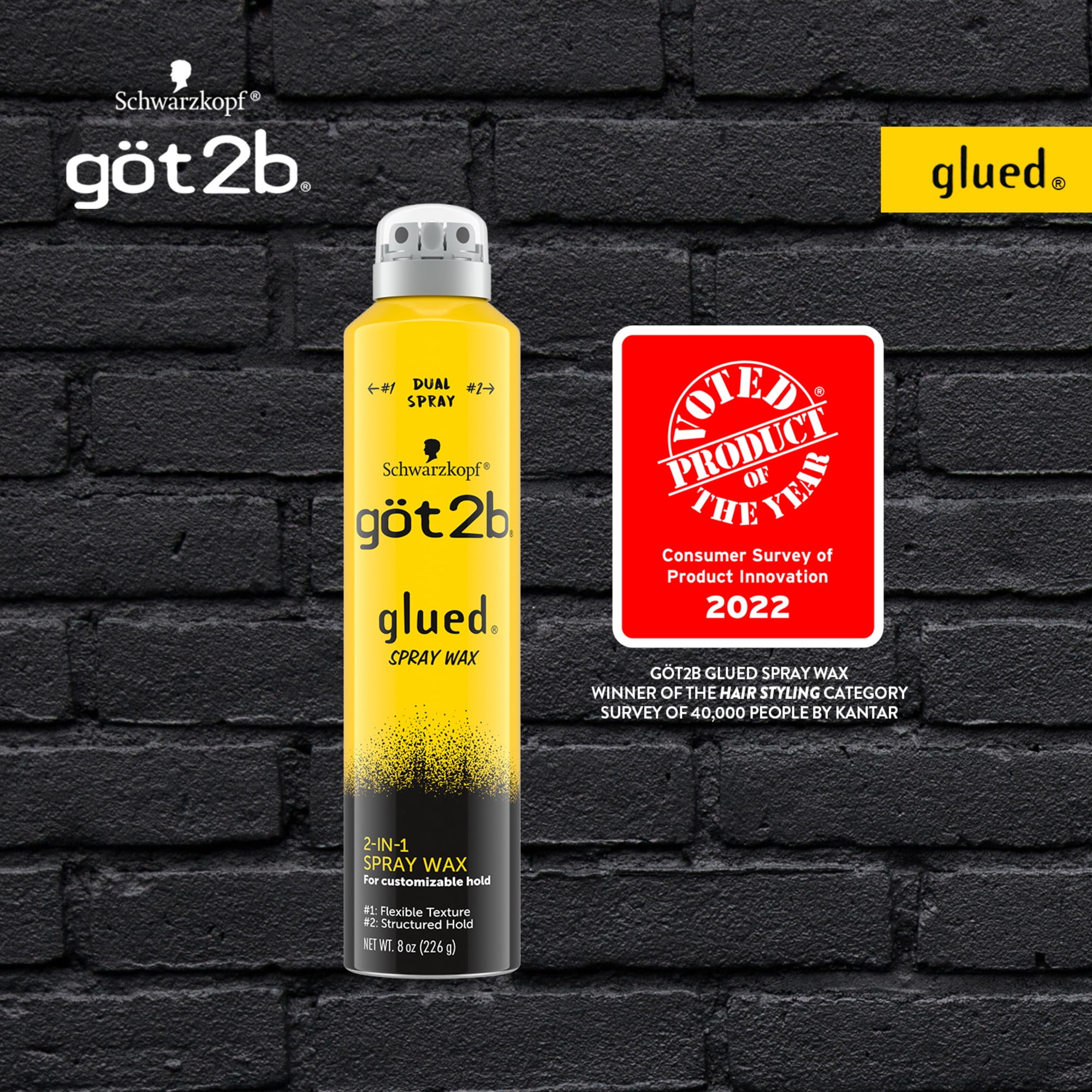 Got2B Glued Spray Wax with 2-in-1 Dual Nozzle, 8 oz (Pack of 3)