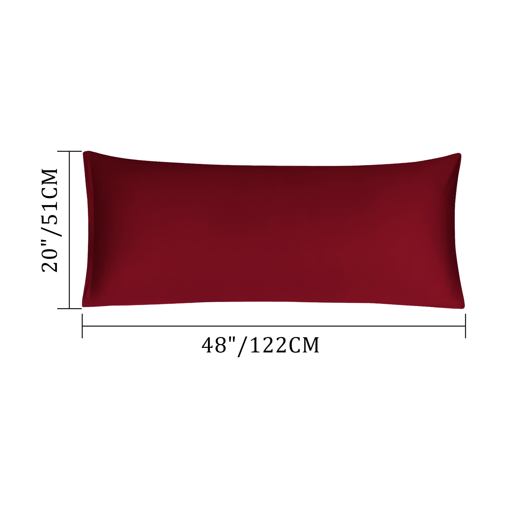 Unique Bargains Egyptian Cotton Zipper Long Body Pillow Cover Dark Red 20" x 48"