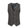 thumbnail image 2 of Sleeveless Shirts For Men Qiggri Men Stripe Fashion Retro Have Pockets-Breasted V-Neck Vest Tops Blouse Suit Vest For Men, 2 of 9