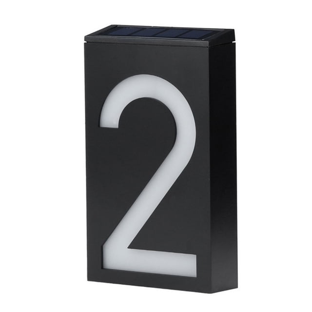 Luz de señalización de dirección alimentada por energía solar | Placa LED para exteriores | Soporte de pared resistente al agua IP65 | Acero inoxidable moderno, dígitos fáciles de leer, eficiencia