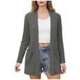 thumbnail image 2 of Ahuyic Fall Womens Blouse,Knit Cardigan Lightweight Open Front With Pockets For Fall Winter,Dark Gray,XL, 2 of 5