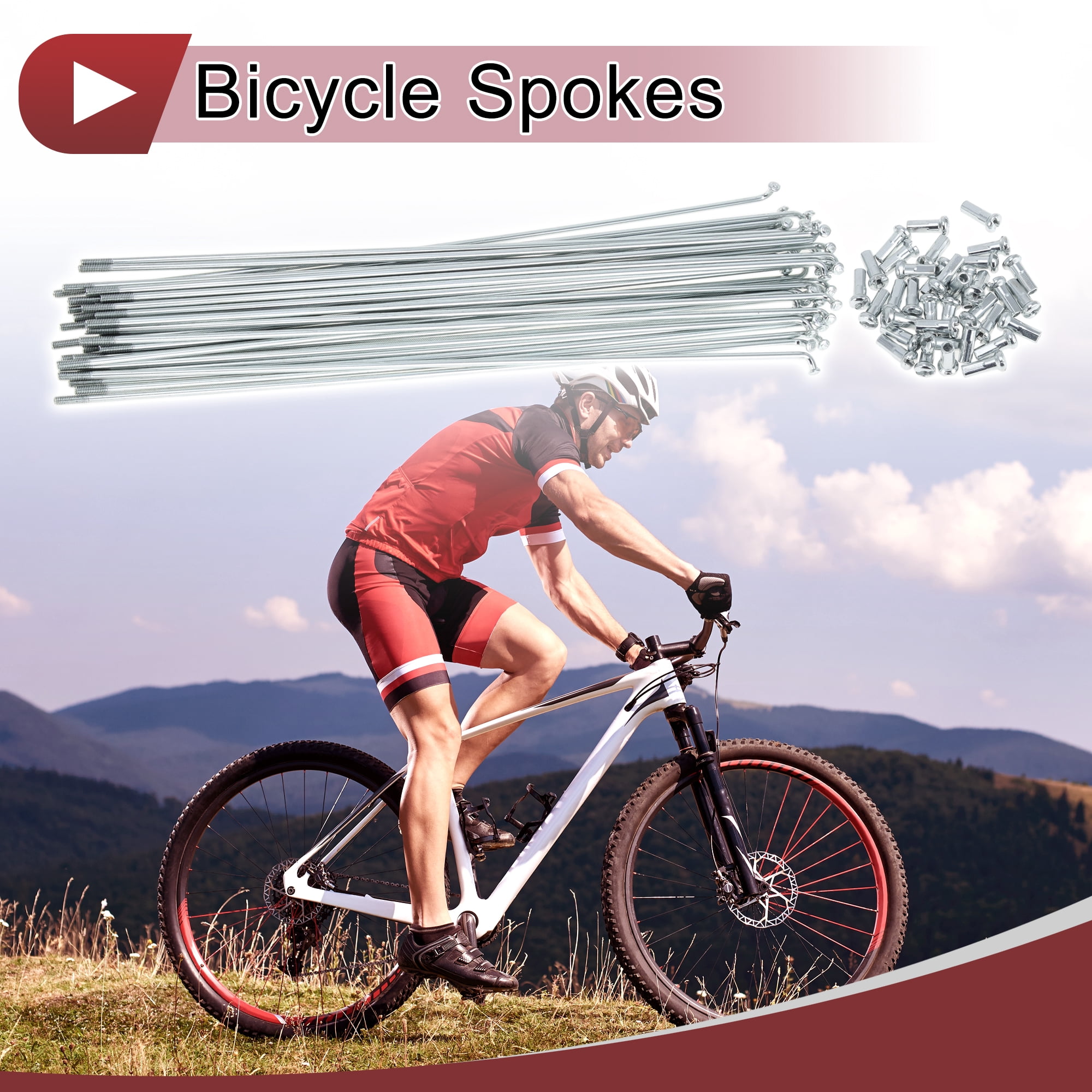 Unique Bargains 36Pcs 13G Bike Wheel Spoke Galvanized Carbon Steel Silver Tone 9.02"