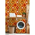 thumbnail image 4 of Vintage Peel and Stick Wallpaper Retro Floral Warm Tones Orange Red Yellow Wall Mural 17.7in x 9.8ft Self Adhesive Removable Wall Paper Renter Friendly Wallpaper for Nursery Bedroom Cabinets, 4 of 8