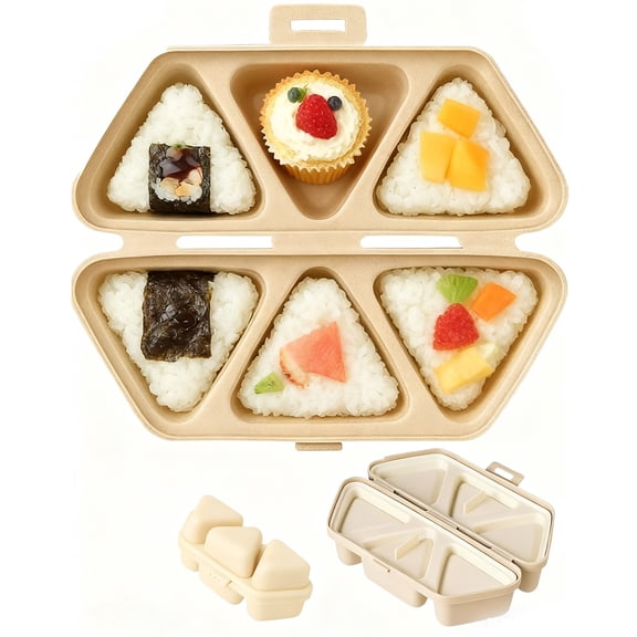 Tikeitoo 6 In 1 Onigiri Mold, Onigiri Mold 6, Triangle Sushi Molds, Once Quickly Make 6pcs Sushi, Easy to Store Carry, and Clean, Can Be Used as a Rice Container for Seaweed Rices Balls Sushi Savings