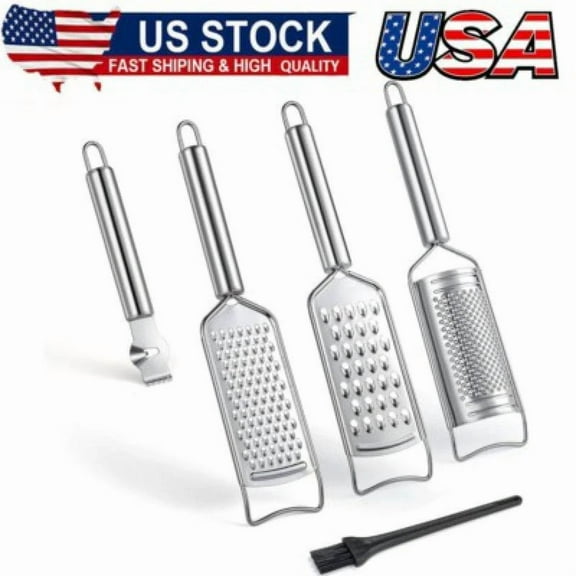 Stainless Steel Cheese Grater Set,Kitchen Grater&Peeler&Slicer,Cleaning Brush