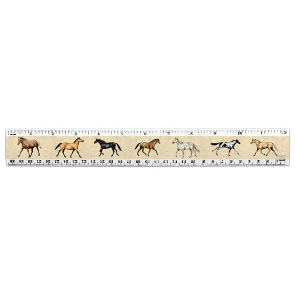 Horses of Different Colors 12 Inch Standard and Metric Plastic Ruler