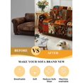 thumbnail image 5 of Boho Vintage Couch Cover for 2 Cushion Sofa, Brown Ethnic Middle Century Geometric Washable Loveseat Sofa Covers Slipcover for Sectional Sofas L-Shaped, Couch Throw Cover 71"x118", 5 of 9