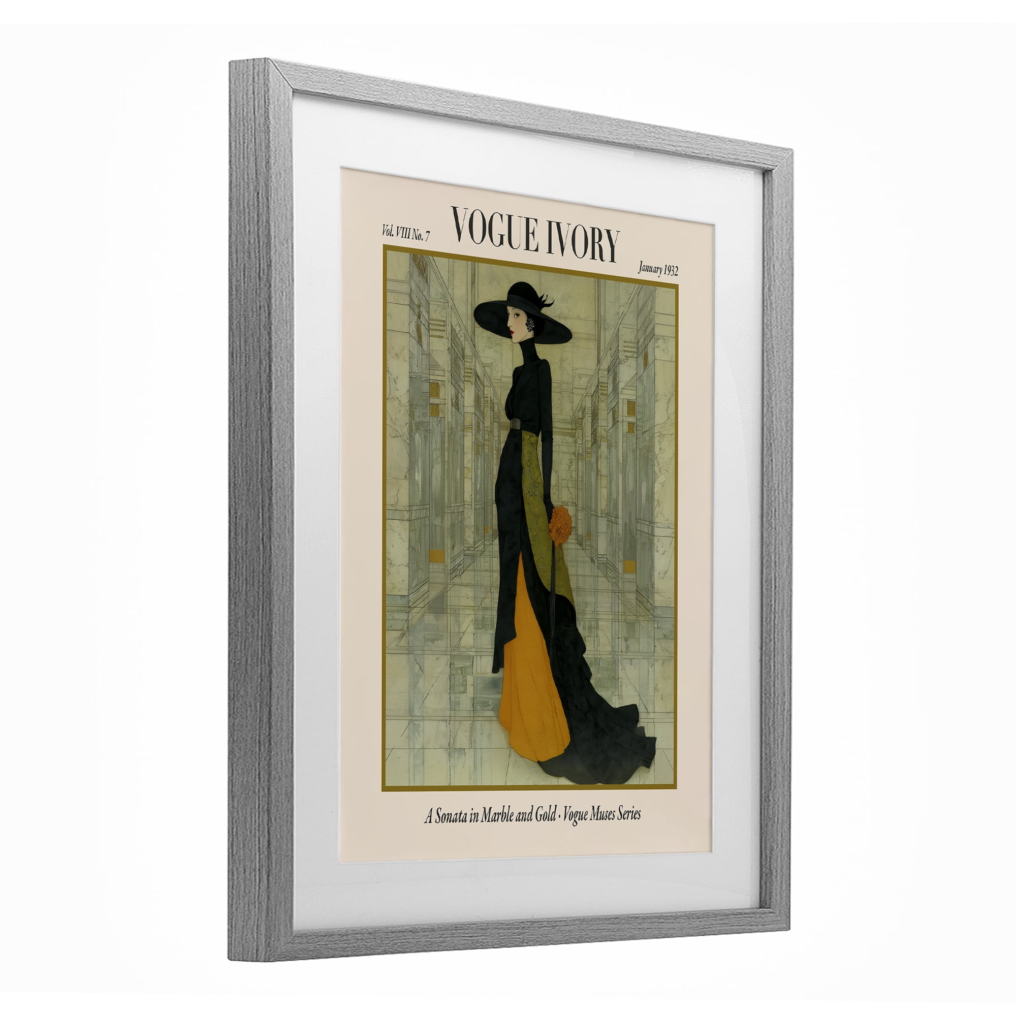 Stupell Industries Ivory Hall Magazine Gray Framed Print Under Glass, design by A Barefoot Stylist