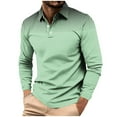 thumbnail image 2 of Zylanna Men's Long Sleeve Polo Shirts, Slim Fit Turndown Collar Spring Fall Gradient Color Casual Pullover Tops for Man Green, 2 of 6