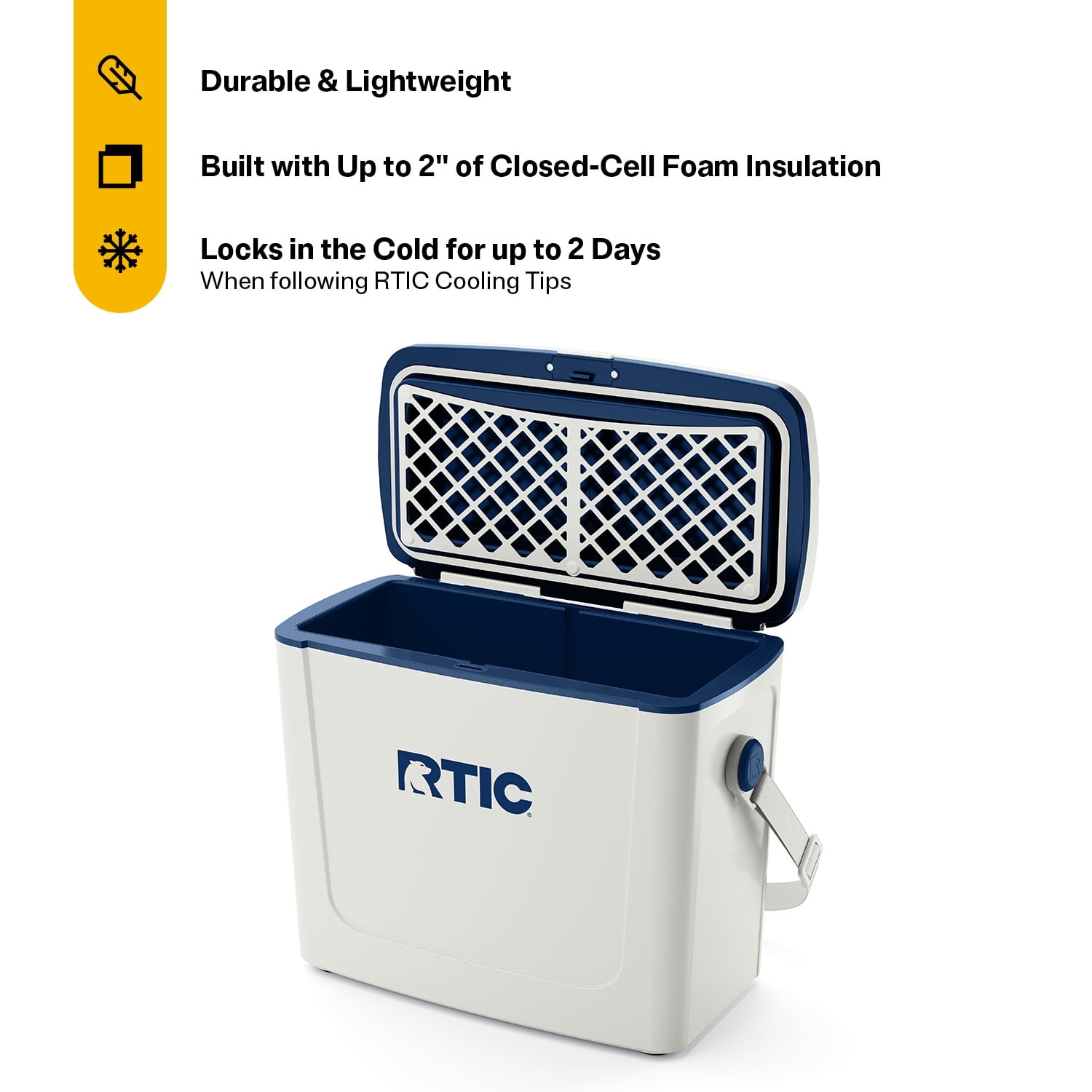 RTIC 16 QT Hard-Sided Ice Chest Cooler, Fits 20 Cans, Road Trip, Cool Grey & Navy
