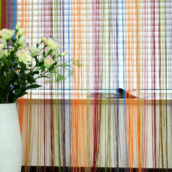 KOOYET Colorful string curtain window curtains Room door Divider Cute Strip Tassel Fringe wedding drapery