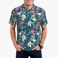 thumbnail image 3 of Balery Lilies Flowers Printed Men’s Short Sleeve Polo Shirt, Midweight Men's Shirt,Golf Polo shirts -Medium, 3 of 9