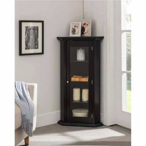 IN Room Furniture Designs Traditional Wood and Glass Console Table in Black