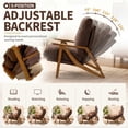 thumbnail image 3 of Ktaxon Mid Century Chenille Accent Chair, 5 Position Adjustable Recliner Chair, Rubber Wood Frame Lounge Chair for Living Room Bedroom Office Brown, 3 of 8